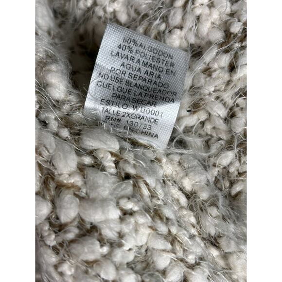 Umgee Chunky Knit Cowl Neck Sweater Size 2XL Beige Oversized Ribbed Pullover - Picture 5 of 7